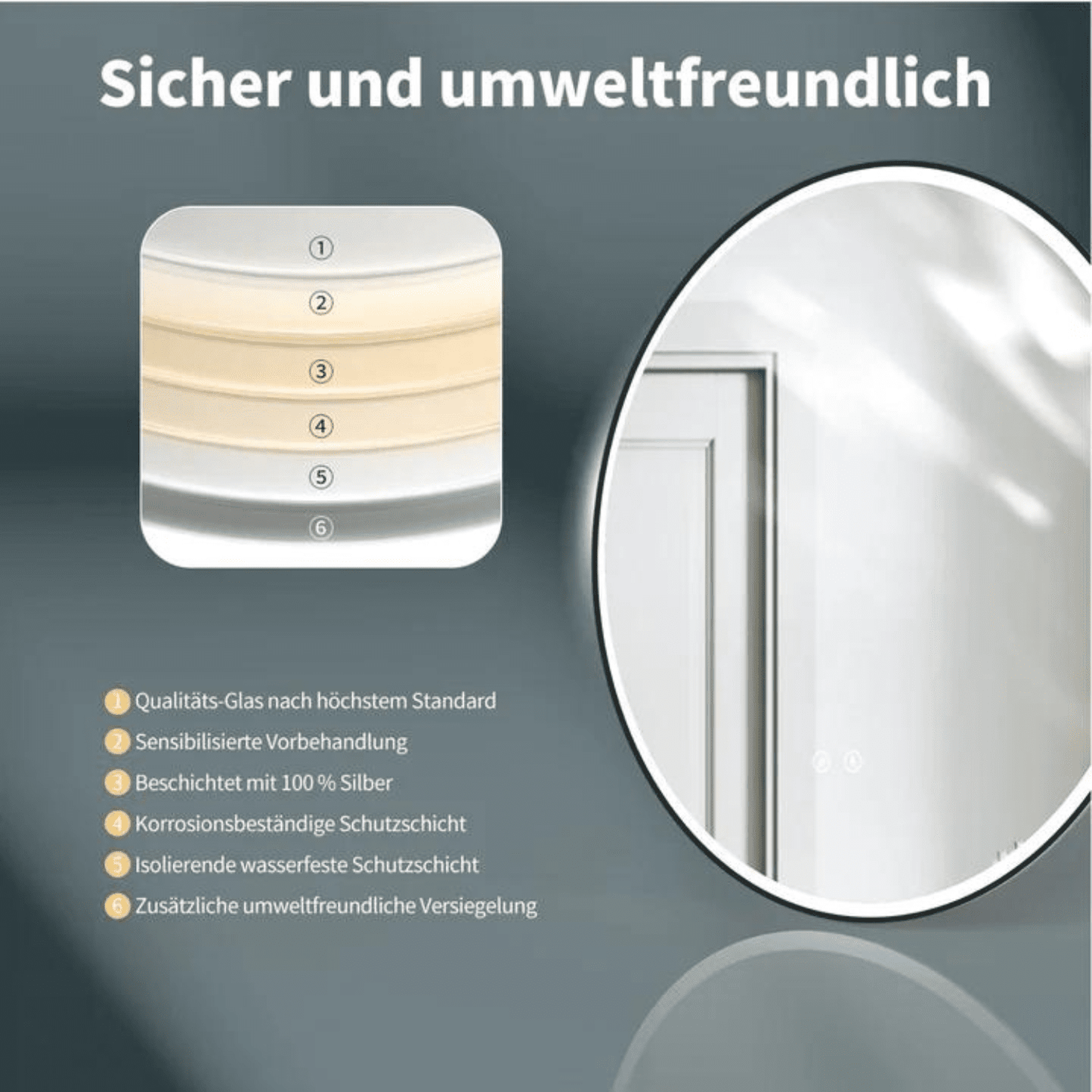 Badkamerspiegel Rond Mat Zwart 80 cm - Anti-Condens & Inbouw Led