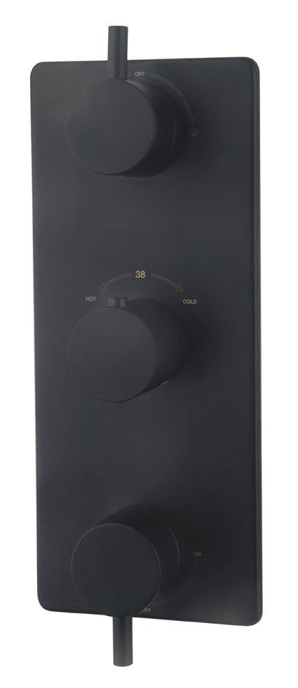 Caral afbouwdeel inbouwthermostaat 3 weg mat zwart