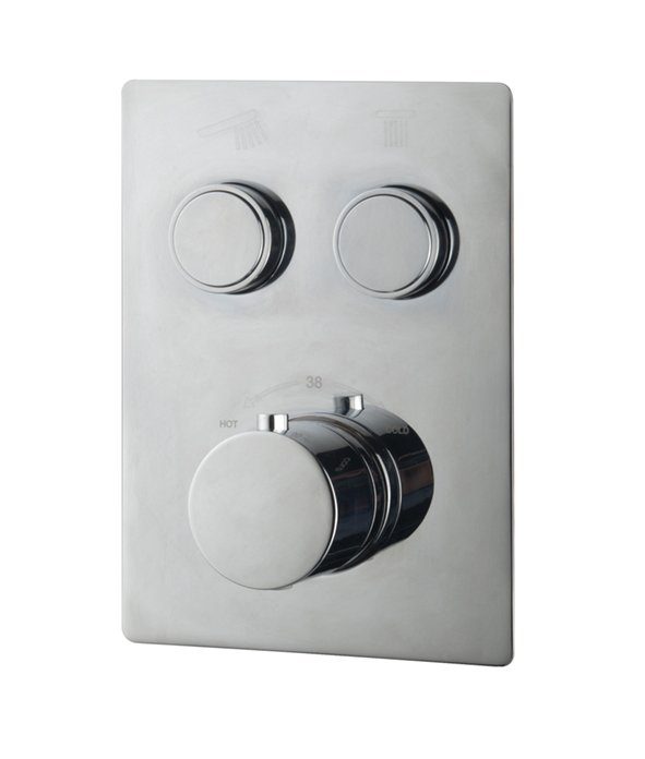 Caral KLIK afbouwdeel inbouwthermostaat 2 weg chroom