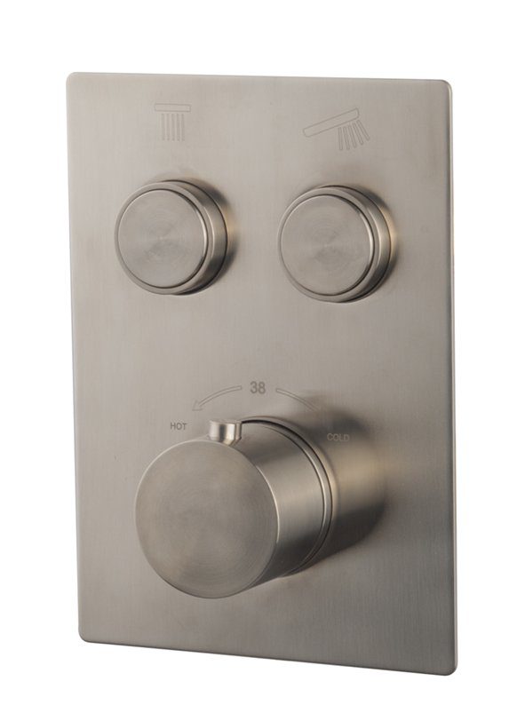 Caral KLIK afbouwdeel inbouwthermostaat 2 weg geborsteld staal