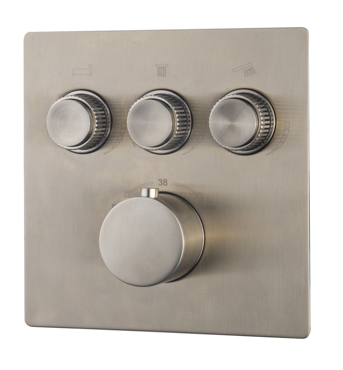 Wiesbaden Caral Klik Pro afbouwdeel inbouwthermostaat 3 weg geborsteld staal