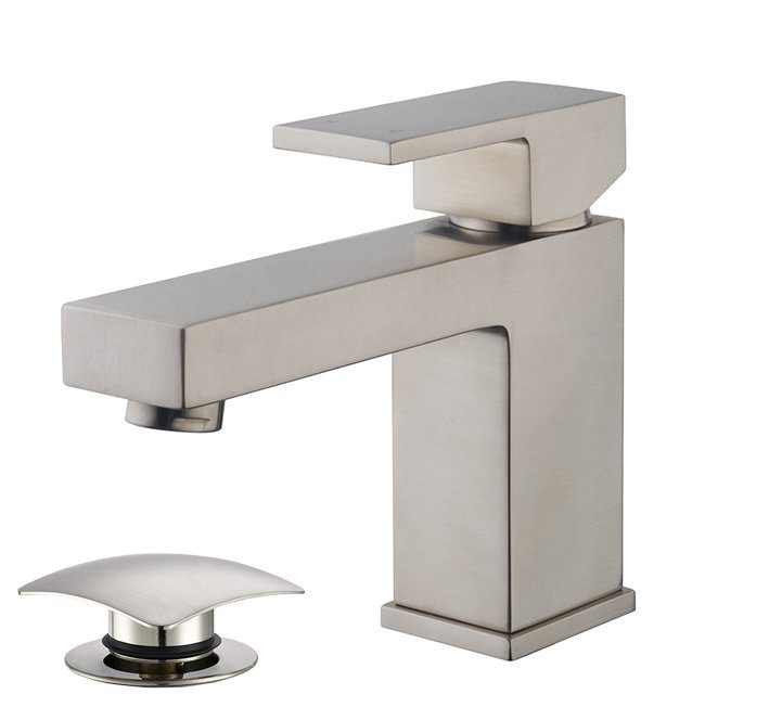 Rombo wastafelmengkraan + clickwaste geborsteld staal