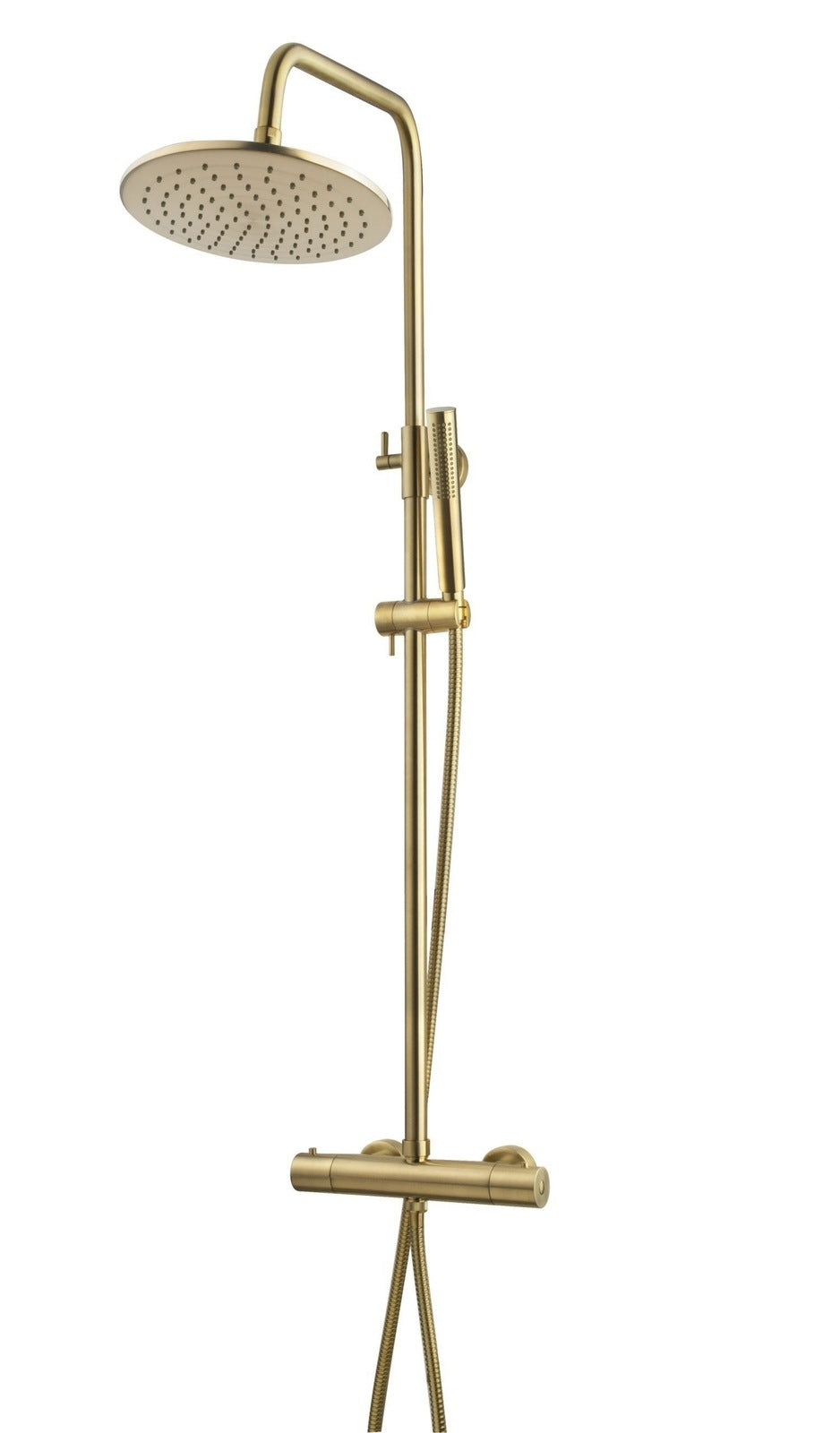 Caral douche-opbouwset + thermostaatkraan geborsteld messing