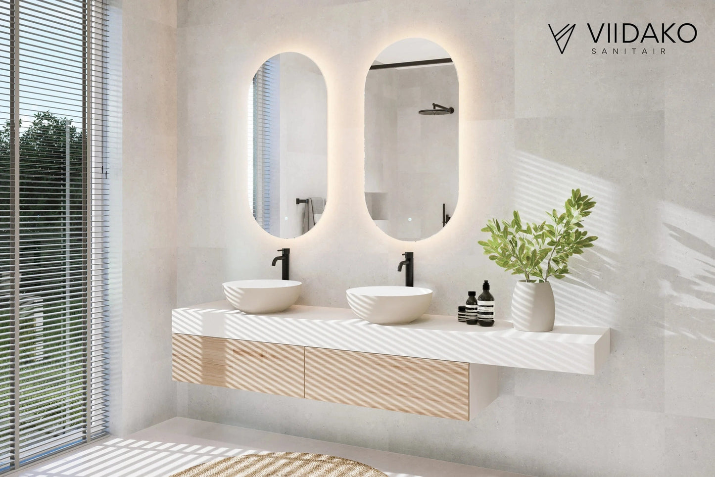 Badkamerspiegel Ovaal Frameloos- 50 x 100 cm – Anti-Condens & LED