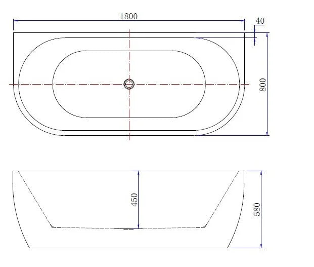Kleinmann Half Vrijstaand Bad Mat Wit 180 x 80 cm Geertii