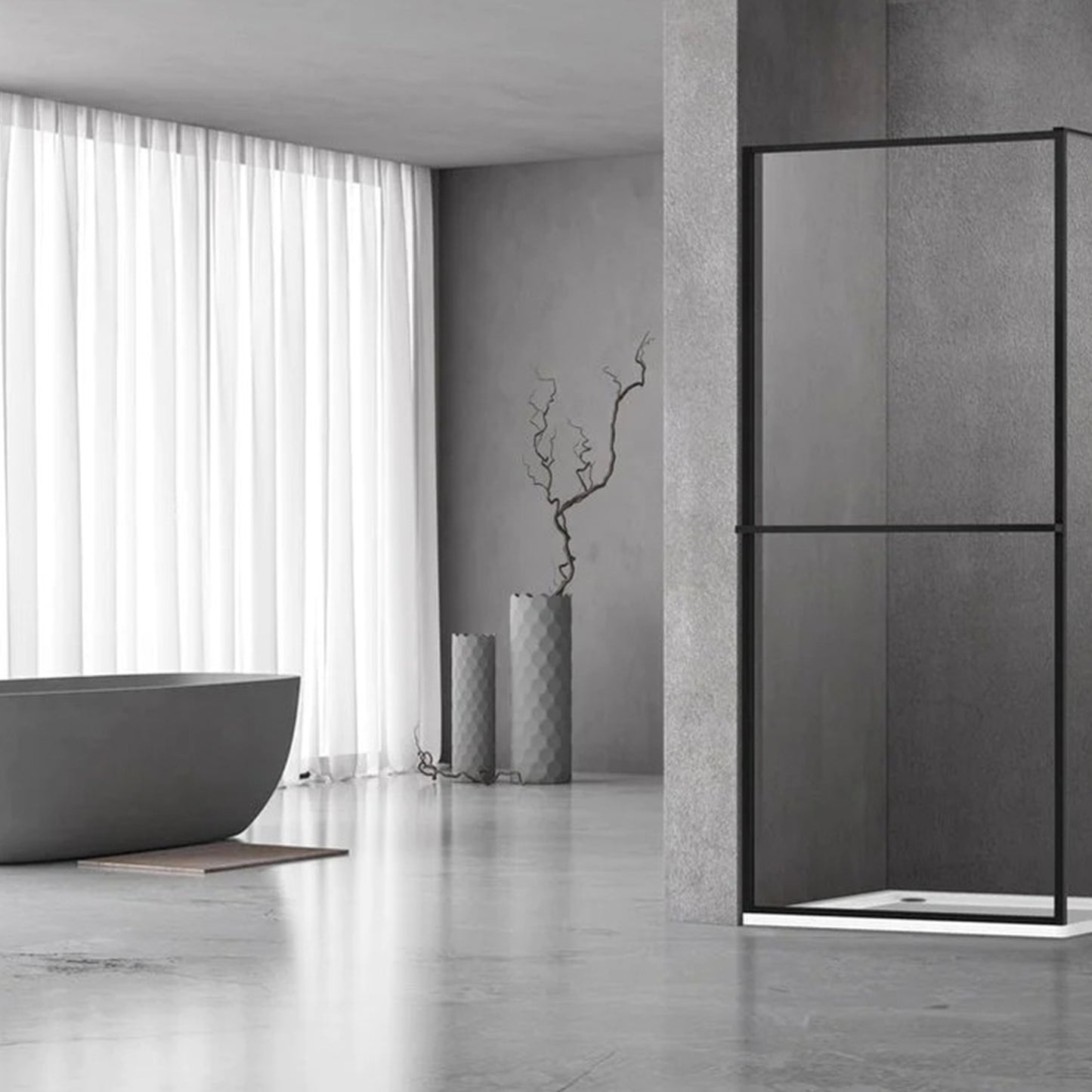 Douchewand - 90 x 200 cm – Mat Zwart – Nano Coating – Geïntegreerd Handdoekrek