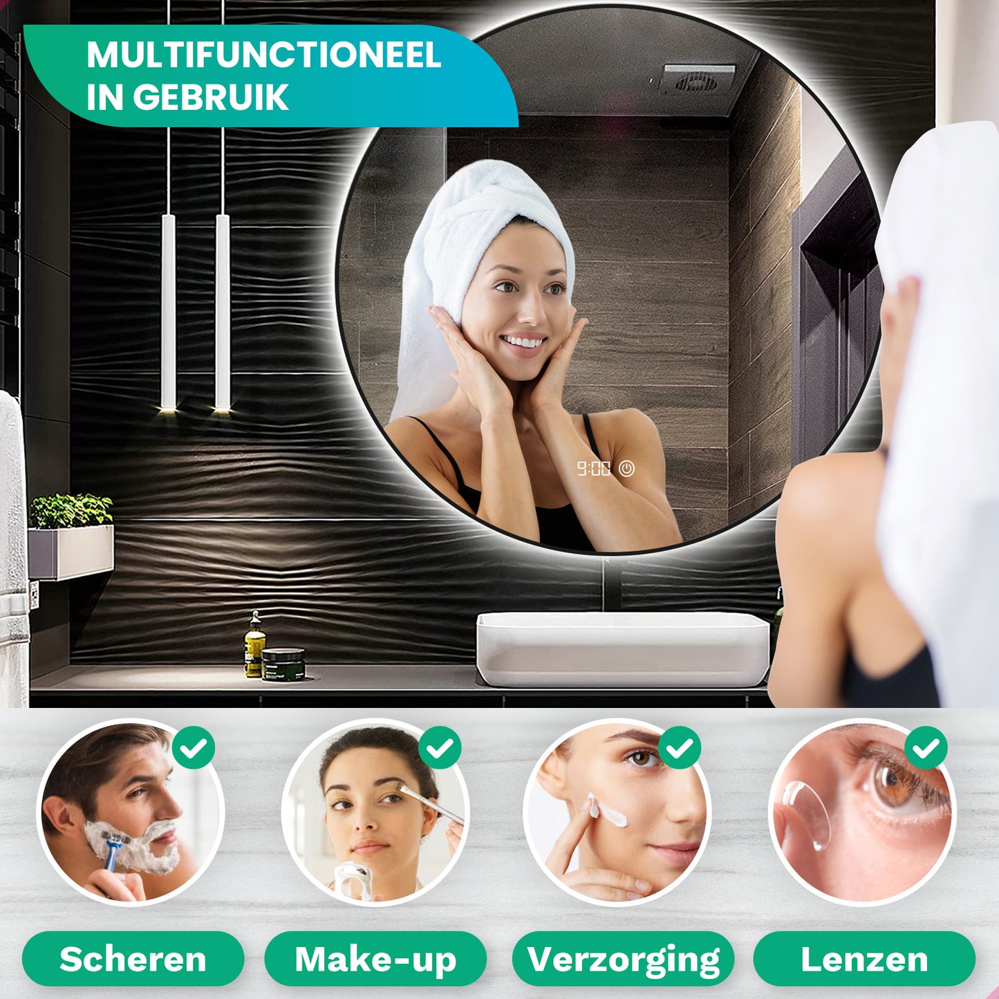 Badkamerspiegel - 120cm - Zwart Frame