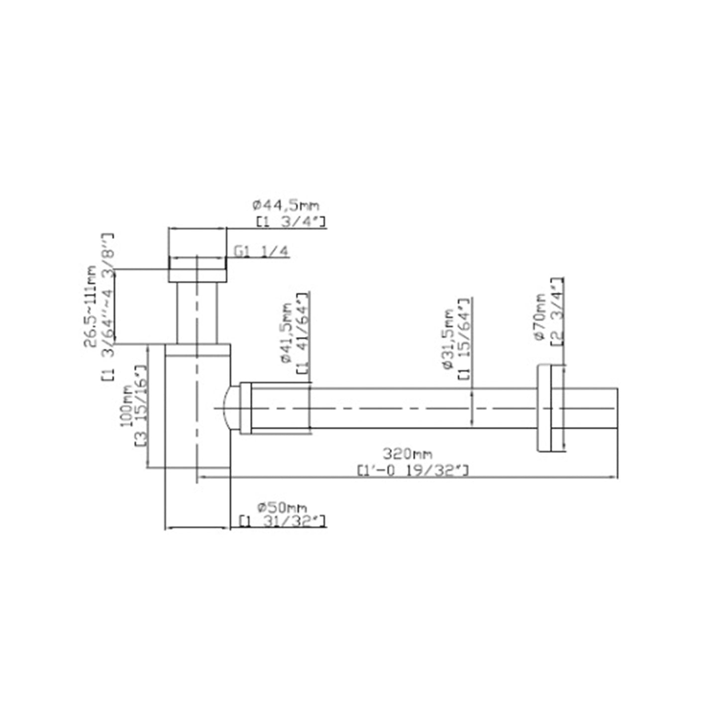 Sifon – Geborsteld Messing / Goud