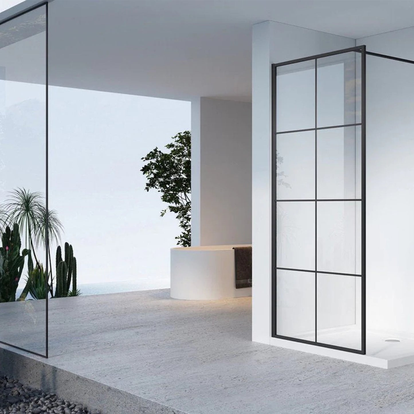 Douchewand – 100 x 200 cm - Mat Zwart – Nano Coating – Raster