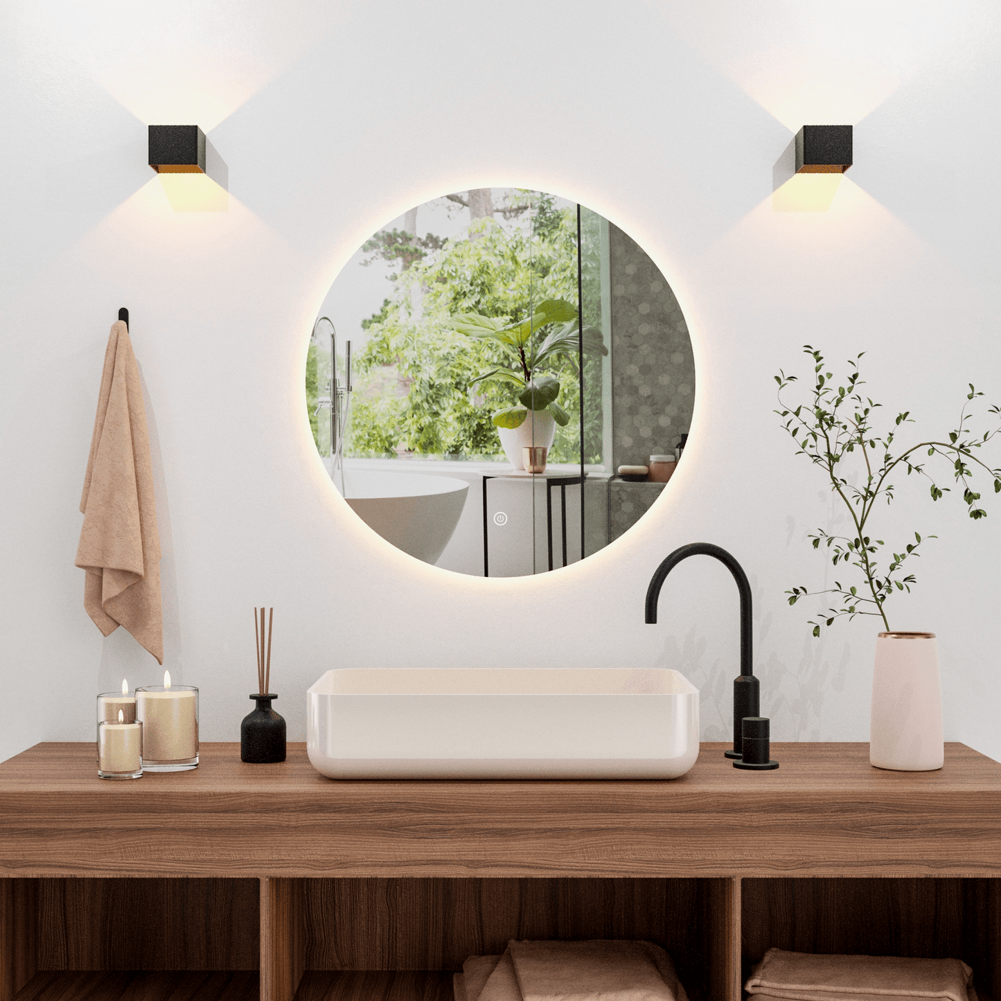 Badkamerspiegel Rond Frameloos 80 cm - Anti-Condens & Dimbaar Led