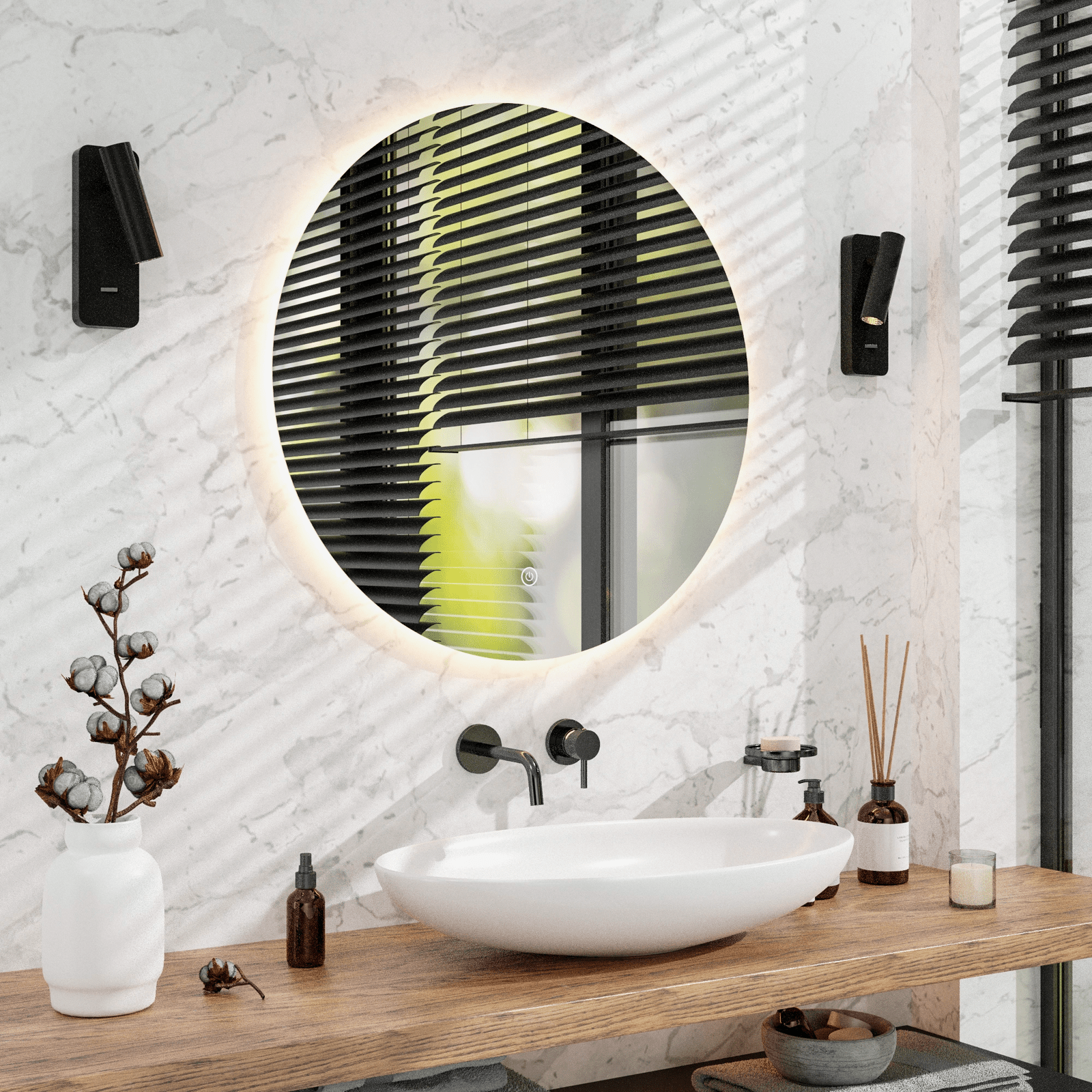 Badkamerspiegel Rond Frameloos 80 cm - Anti-Condens & Dimbaar Led
