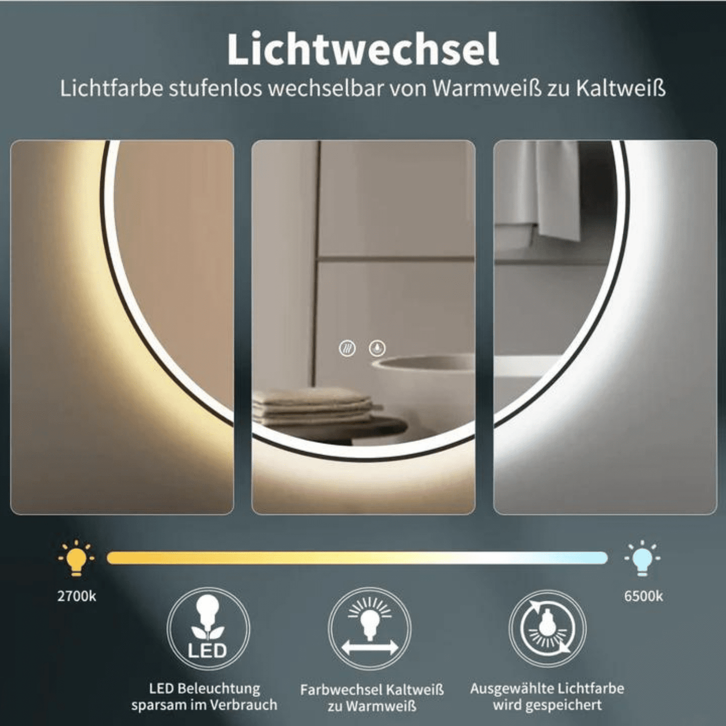 Badkamerspiegel Rond Mat Zwart 80 cm - Anti-Condens & Inbouw Led