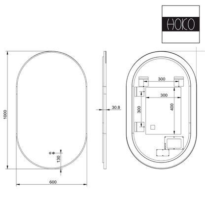 Badkamerspiegel Ovaal Zwart 50 x 90 cm – Anti-Condens & Led Horizontaal/Verticaal