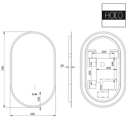 Badkamerspiegel Ovaal 60 x 100 cm – Anti-Condens & Inbouw Led Horizontaal/Verticaal