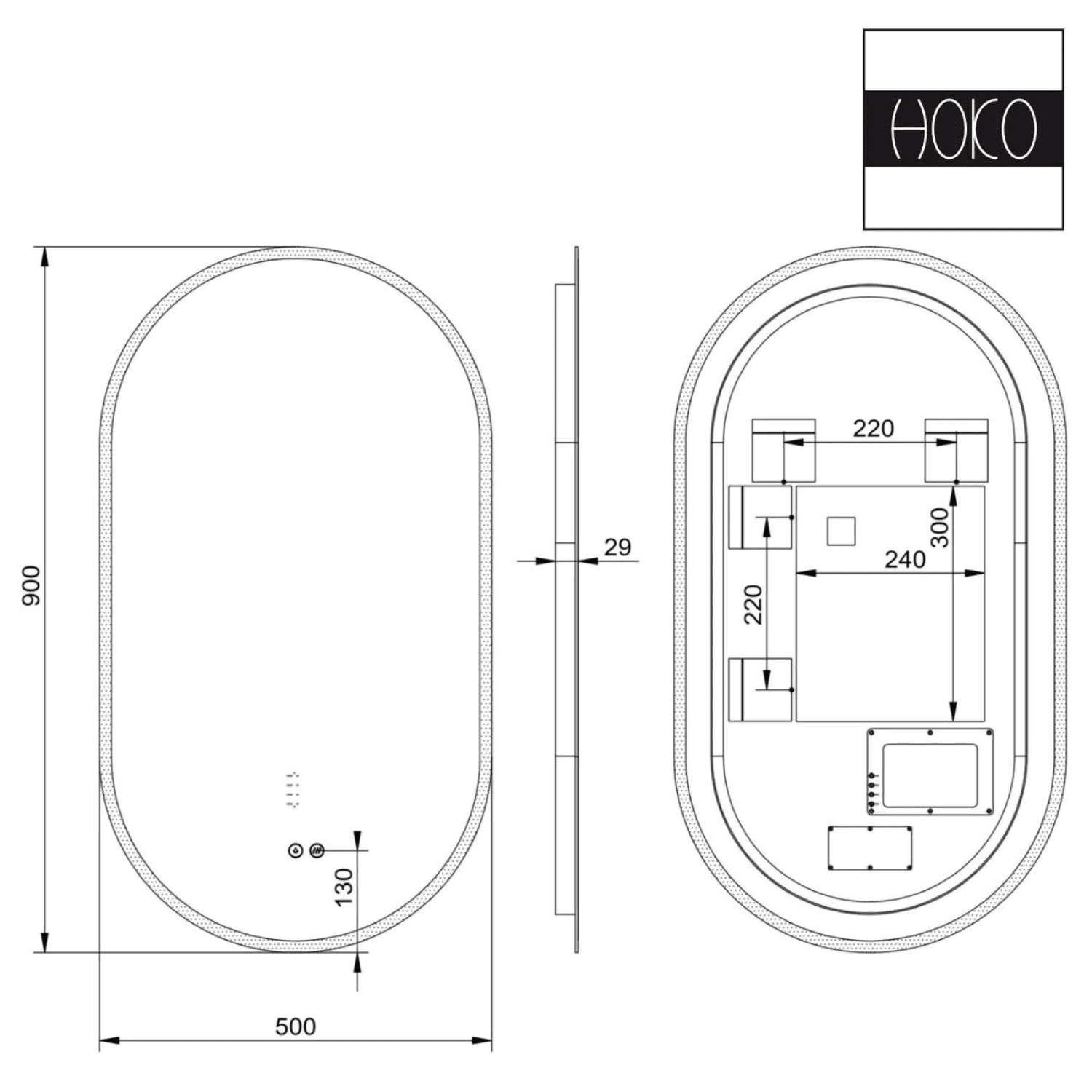 Badkamerspiegel Ovaal 60 x 100 cm – Anti-Condens & Inbouw Led Horizontaal/Verticaal