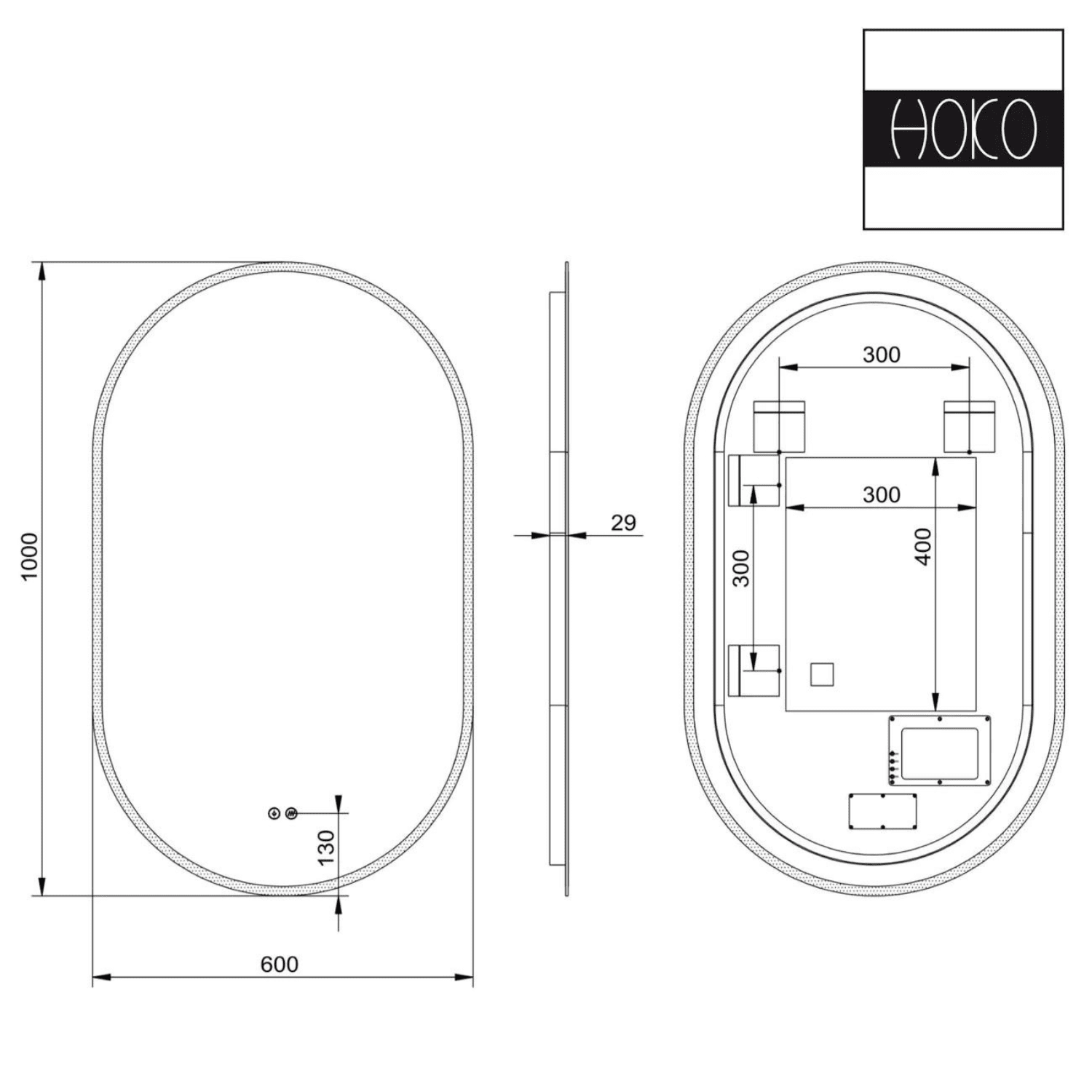 Badkamerspiegel Ovaal 60 x 100 cm – Anti-Condens & Inbouw Led Horizontaal/Verticaal