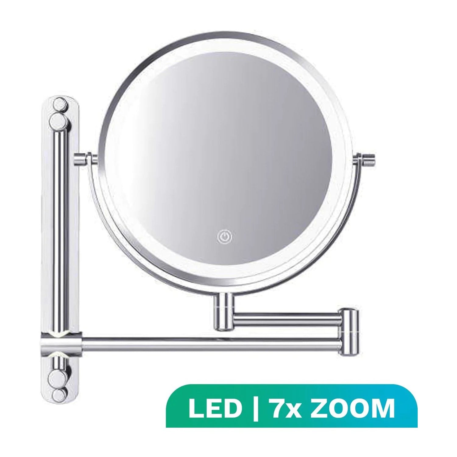 Make-Up Spiegel Wand Led Verlichting - 7x Vergroot - Chroom - Oplaadbaar
