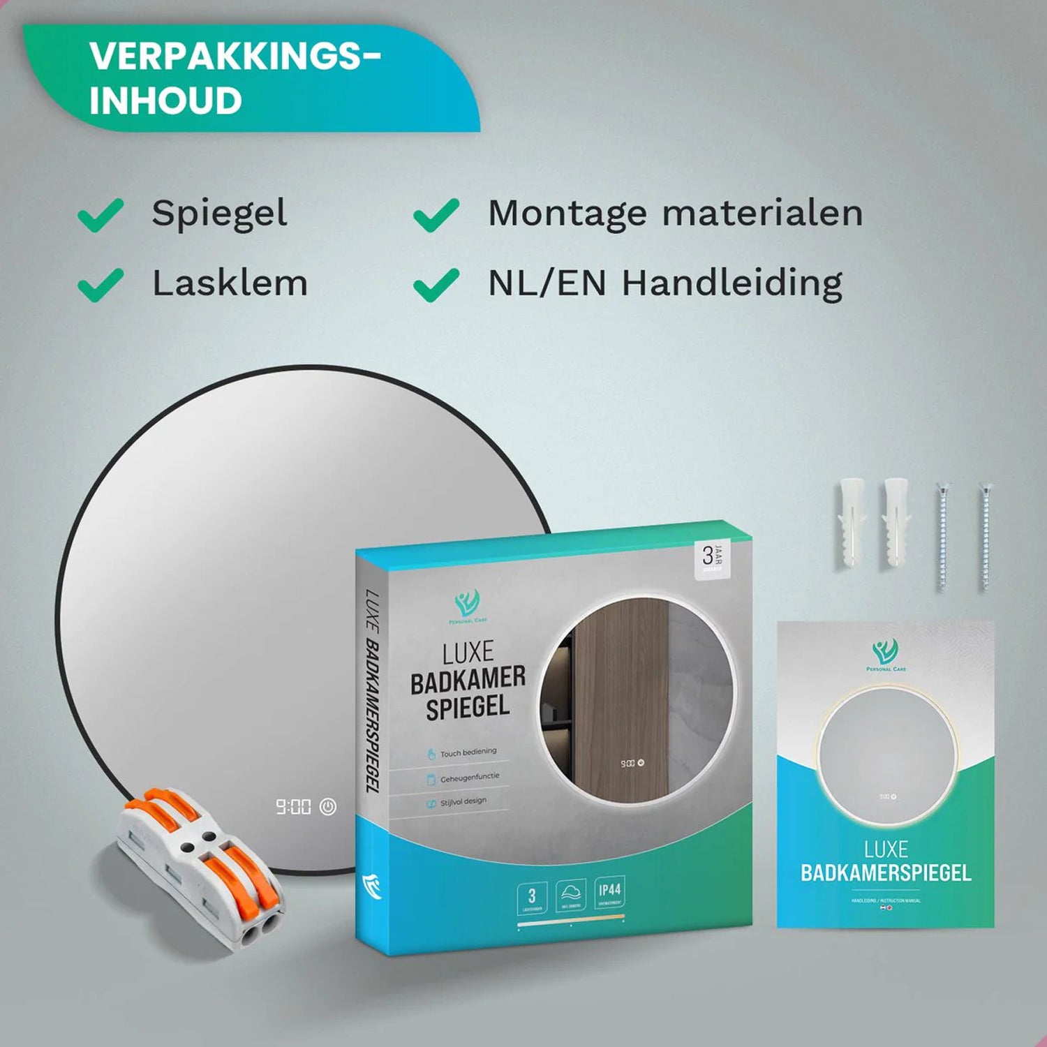 Badkamerspiegel Rond Mat Zwart 80 cm - Anti-Condens & Dimbaar Led