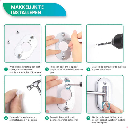 Make-Up Spiegel Wand Led Verlichting - 5x Vergroot - Chroom - Batterijen