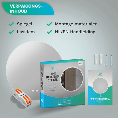 Badkamerspiegel Rond Frameloos 80 cm - Anti-Condens & Dimbaar Led
