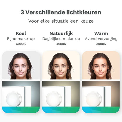 Hollywood Make Up Spiegel LED - Bluetooth Speakers - 10x Zoom - Ophangbaar - Wit - 80x60cm