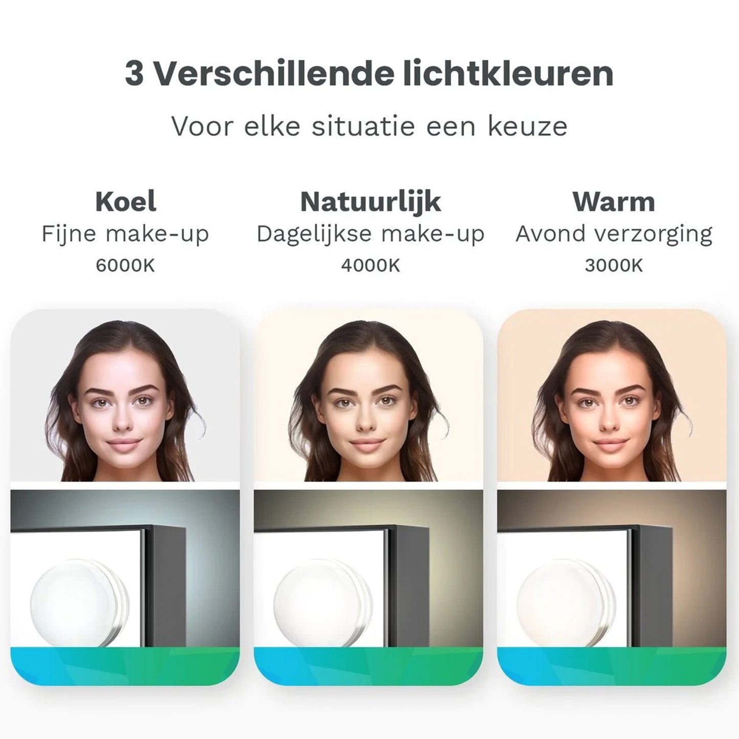 Hollywood Make Up Spiegel LED - Bluetooth Speakers - 10x Zoom - Ophangbaar - Zwart - 80x60cm