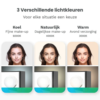 Hollywood Make Up Spiegel LED - Bluetooth Speakers - 10x Zoom - Ophangbaar - Zwart - 80x60cm