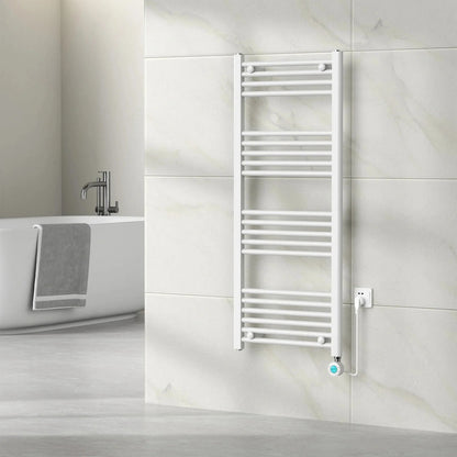 Elektrische Handdoekradiator – Met thermostaat – 120 x 50 cm – Mat wit – 500 Watt