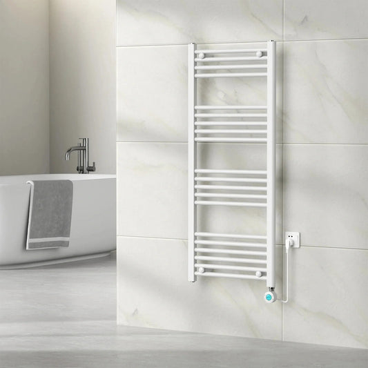 Elektrische Handdoekradiator – Met thermostaat – 120 x 50 cm – Mat wit – 500 Watt