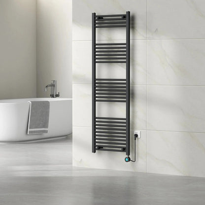 Elektrische Handdoekradiator – Met thermostaat – 160 x 50 cm – Mat zwart – 700 Watt