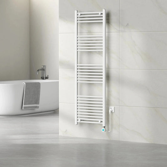 Elektrische Handdoekradiator – Met thermostaat – 160 x 50 cm – Mat wit – 700 Watt