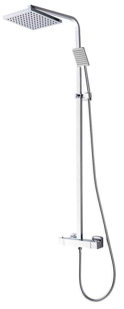 Rombo-Eco douche-opbouwset + thermostaat kraan chroom
