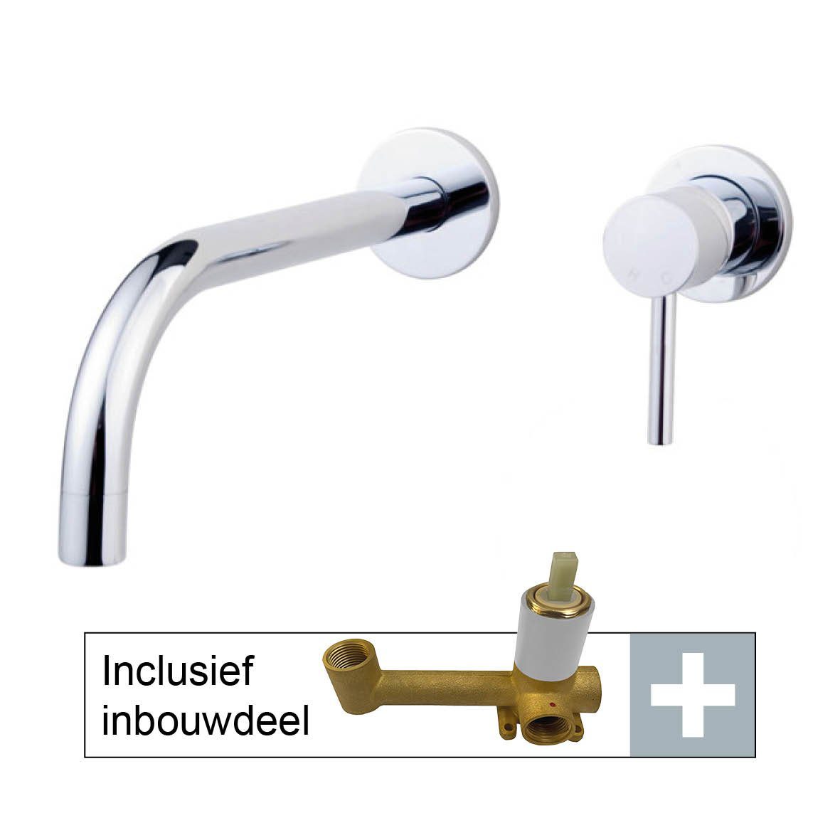 Slim inbouwwastafelkraan éénhendel chroom