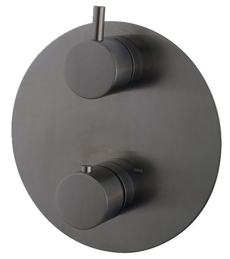 Caral Rond afbouwdeel inbouwthermostaat 2 weg gunmetal