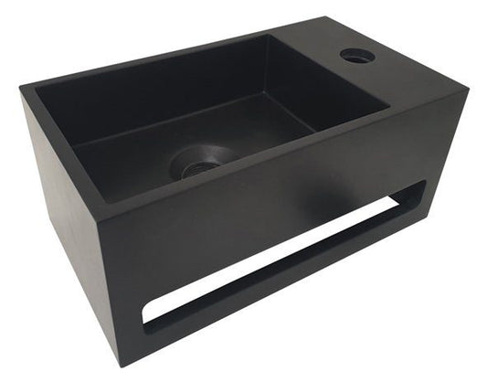 Wiesbaden Julia fontein rechts Solid surface 35 x 20 x 16 cm mat zwart
