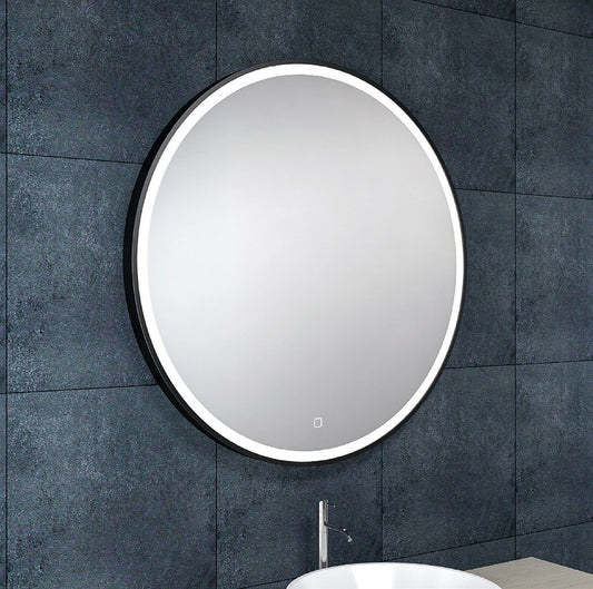 Wiesbaden Maro ronde spiegel met LED, dimbaar en spiegelverwarming 100 cm mat zwart