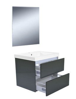 Vision meubelset incl. spiegel 60 cm hoogglans grijs