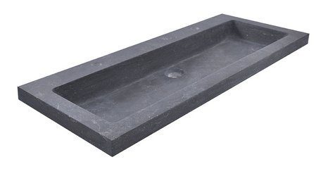 Wiesbaden - Raw wastafel - enkel met 2 kraangaten - 100x46x5 cm - Hardsteen gezoet