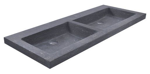 Wiesbaden - Raw wastafel - Dubbel - Zonder kraangaten - 120x46x5 cm - Hardsteen gezoet