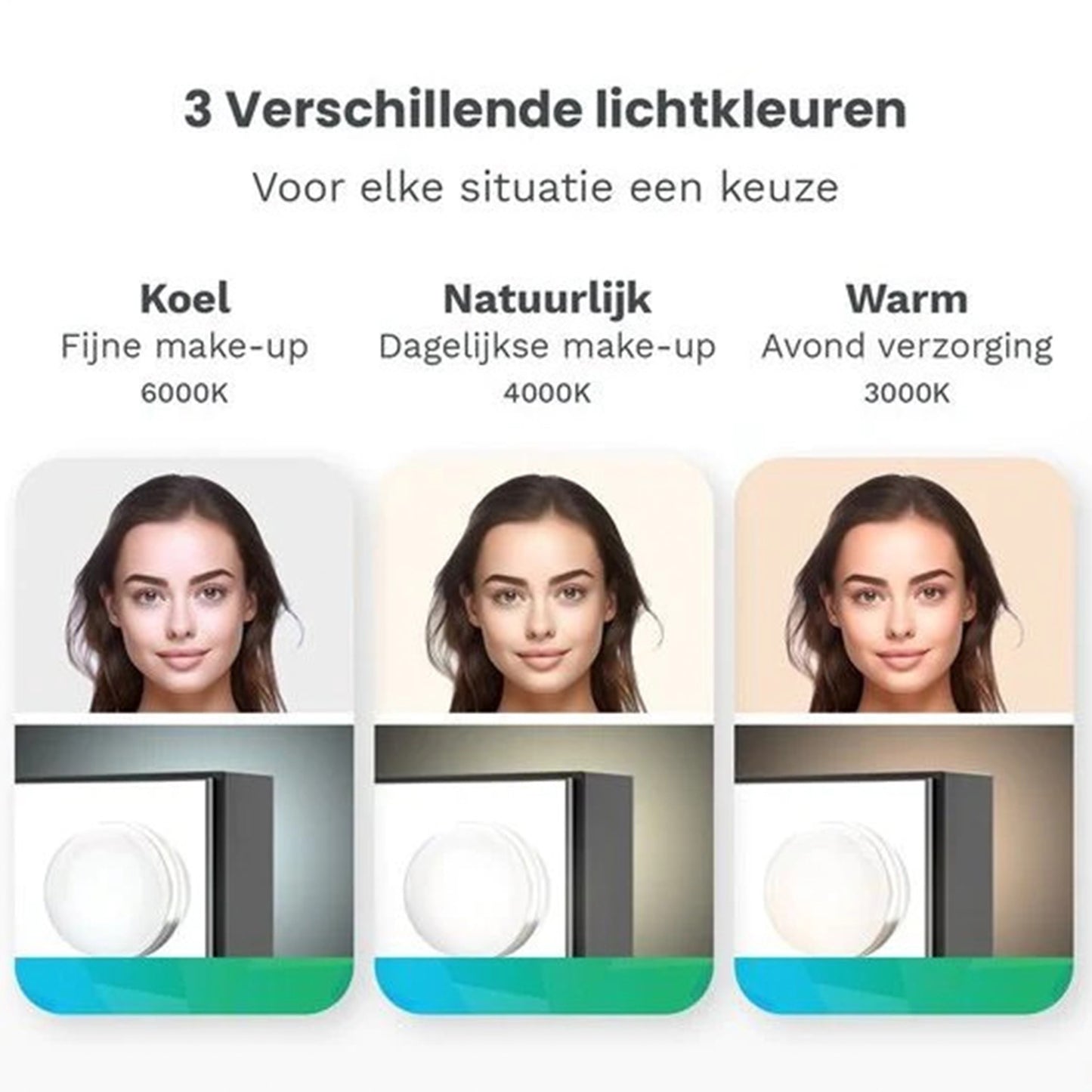 Hollywood Make Up Spiegel - LED Verlichting - 10x Zoom - Ophangbaar - Zwart - 58x48cm