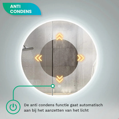 Badkamerspiegel Rond Frameloos 80 cm - Anti-Condens & Dimbaar Led