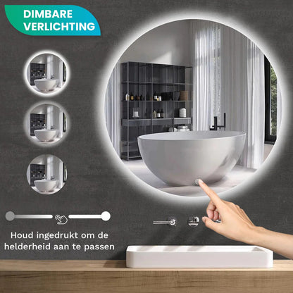 Badkamerspiegel Rond Frameloos 80 cm - Anti-Condens & Dimbaar Led