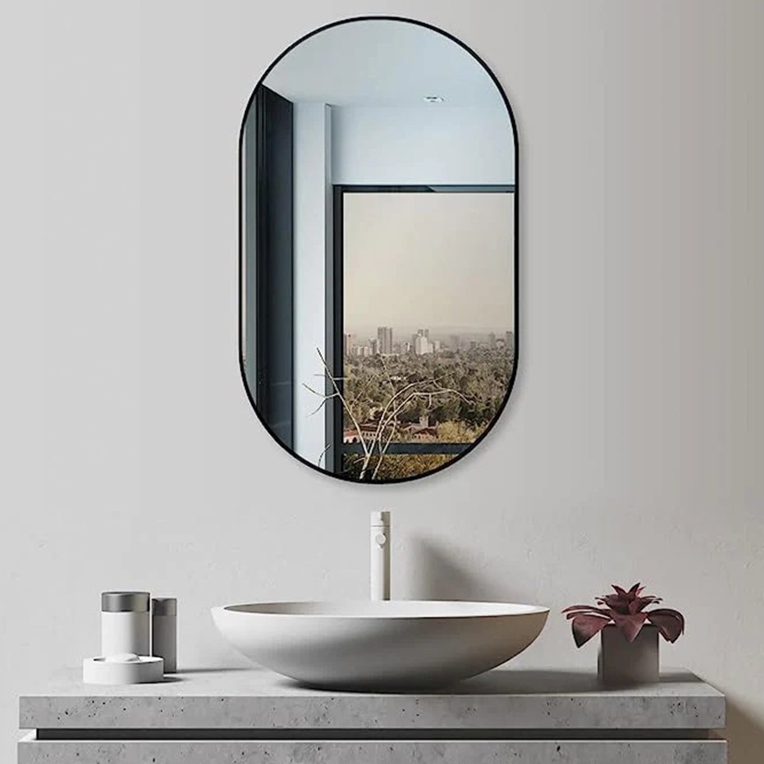 Spiegel Ovaal Zwart 45 x 75 cm – Horizontaal/Verticaal