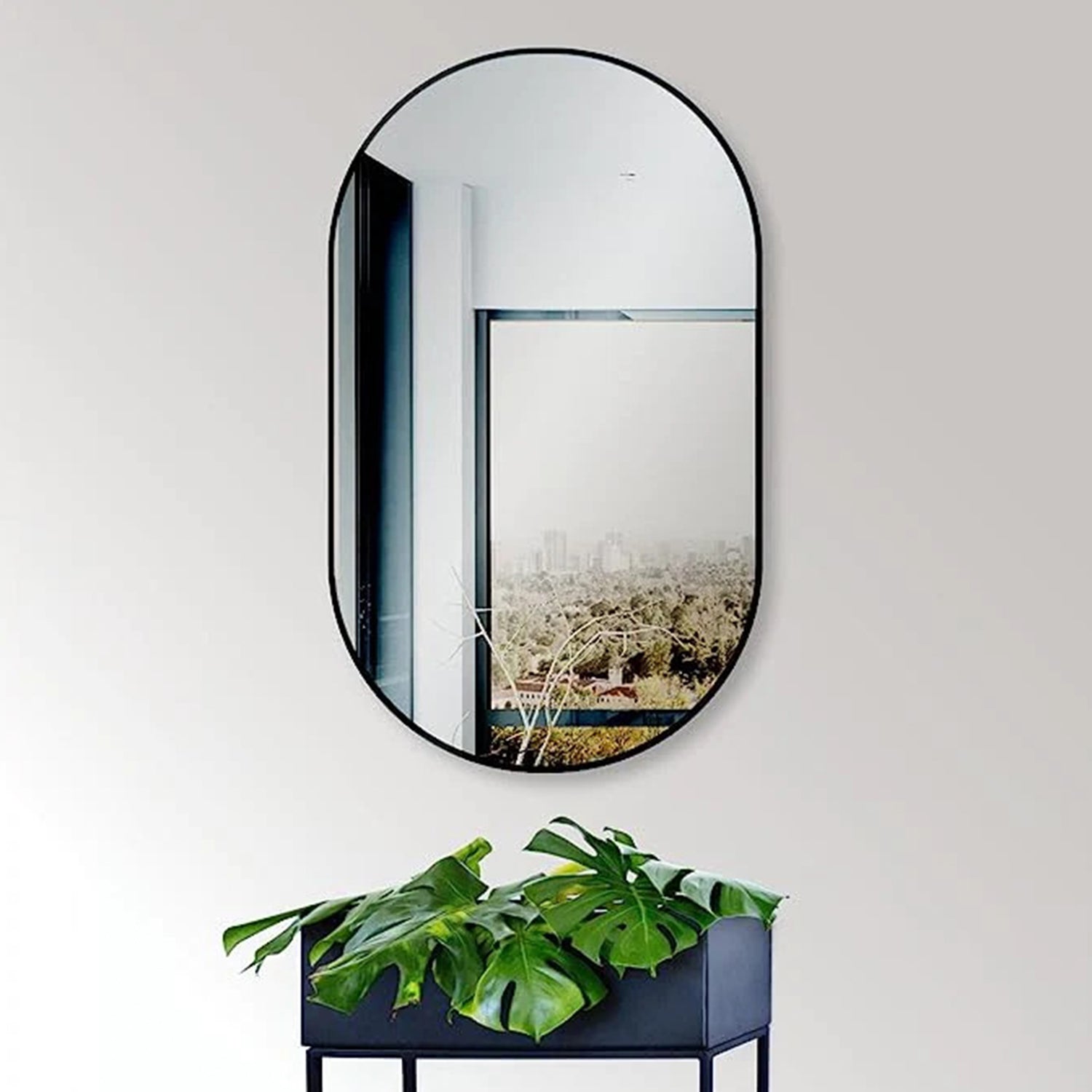 Spiegel Ovaal Zwart 45 x 75 cm – Horizontaal/Verticaal