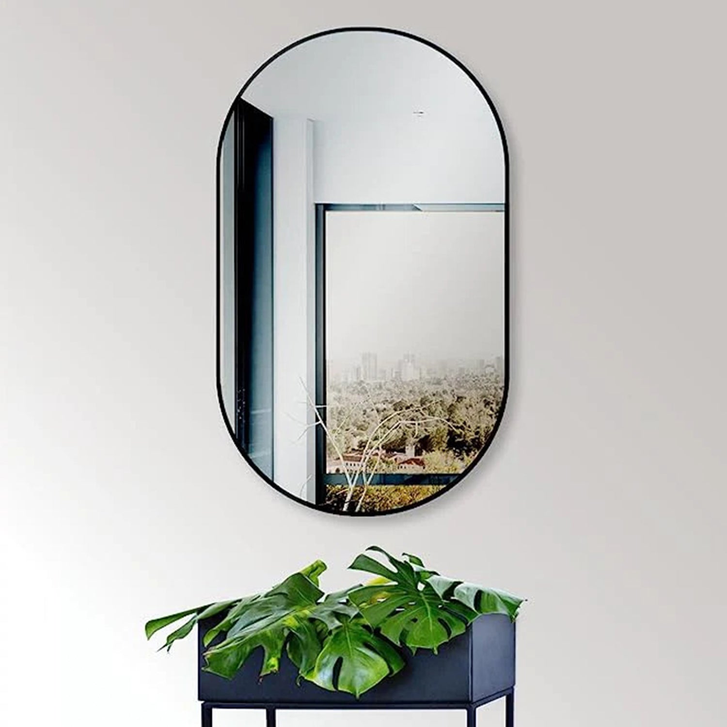 Spiegel Ovaal Zwart 60 x 100 cm – Horizontaal/Verticaal