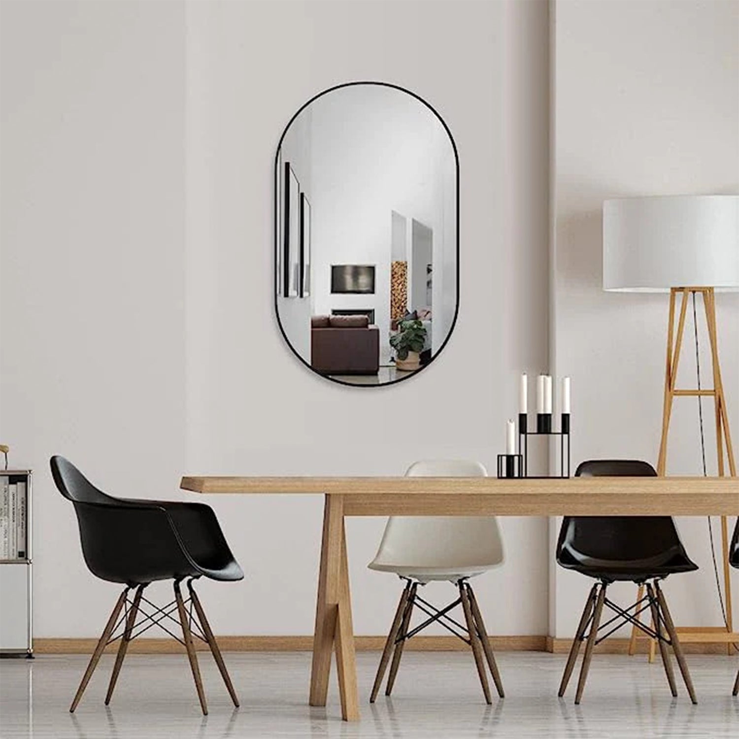 Spiegel Ovaal Zwart 45 x 75 cm – Horizontaal/Verticaal