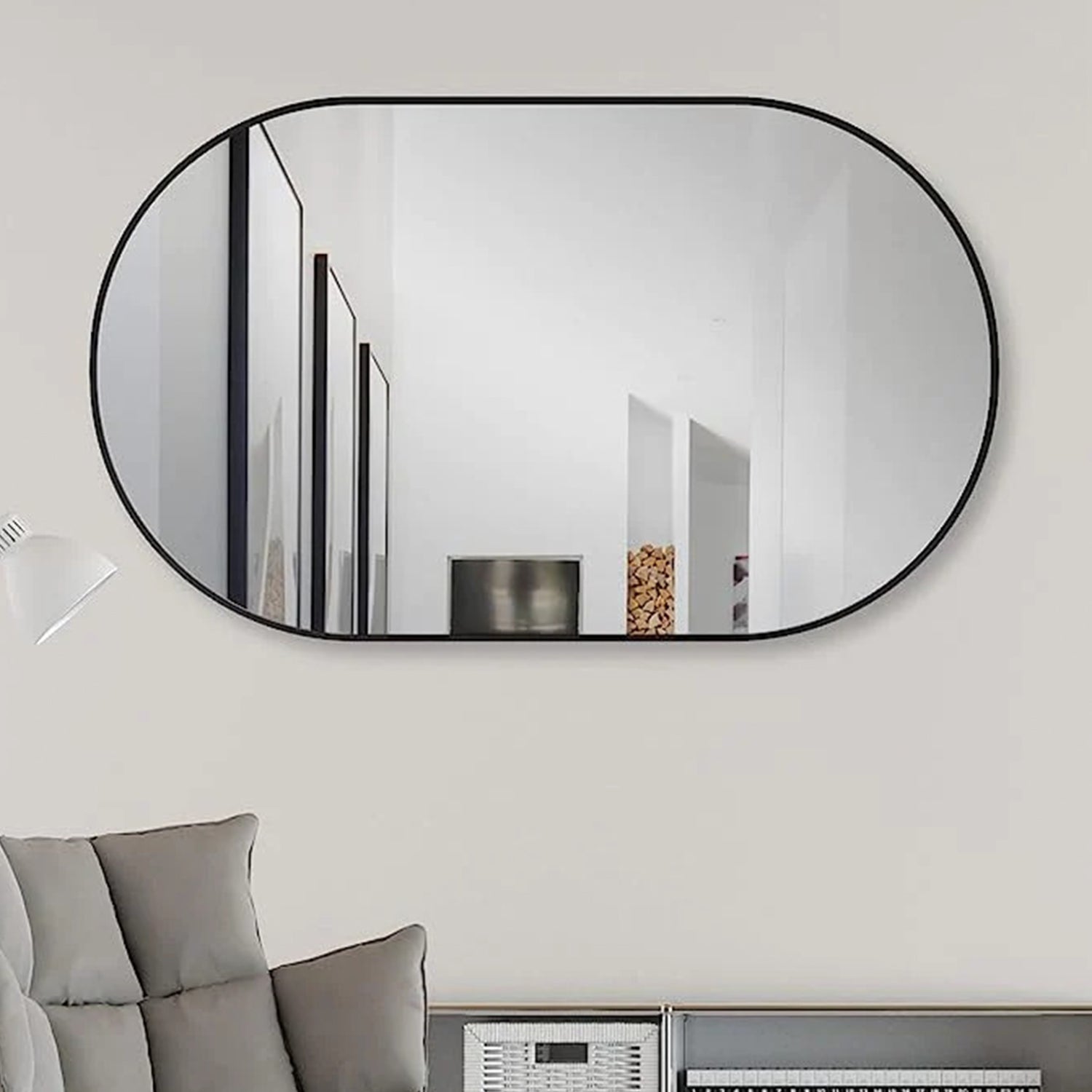 Spiegel Ovaal Zwart 45 x 75 cm – Horizontaal/Verticaal