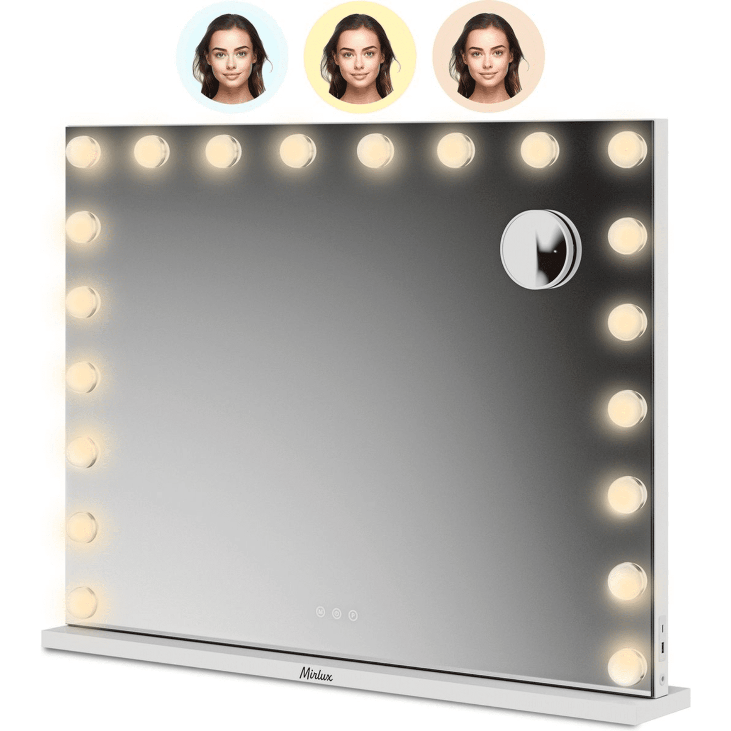 Hollywood Make Up Spiegel LED - Bluetooth Speakers - 10x Zoom - Ophangbaar - Wit - 80x60cm