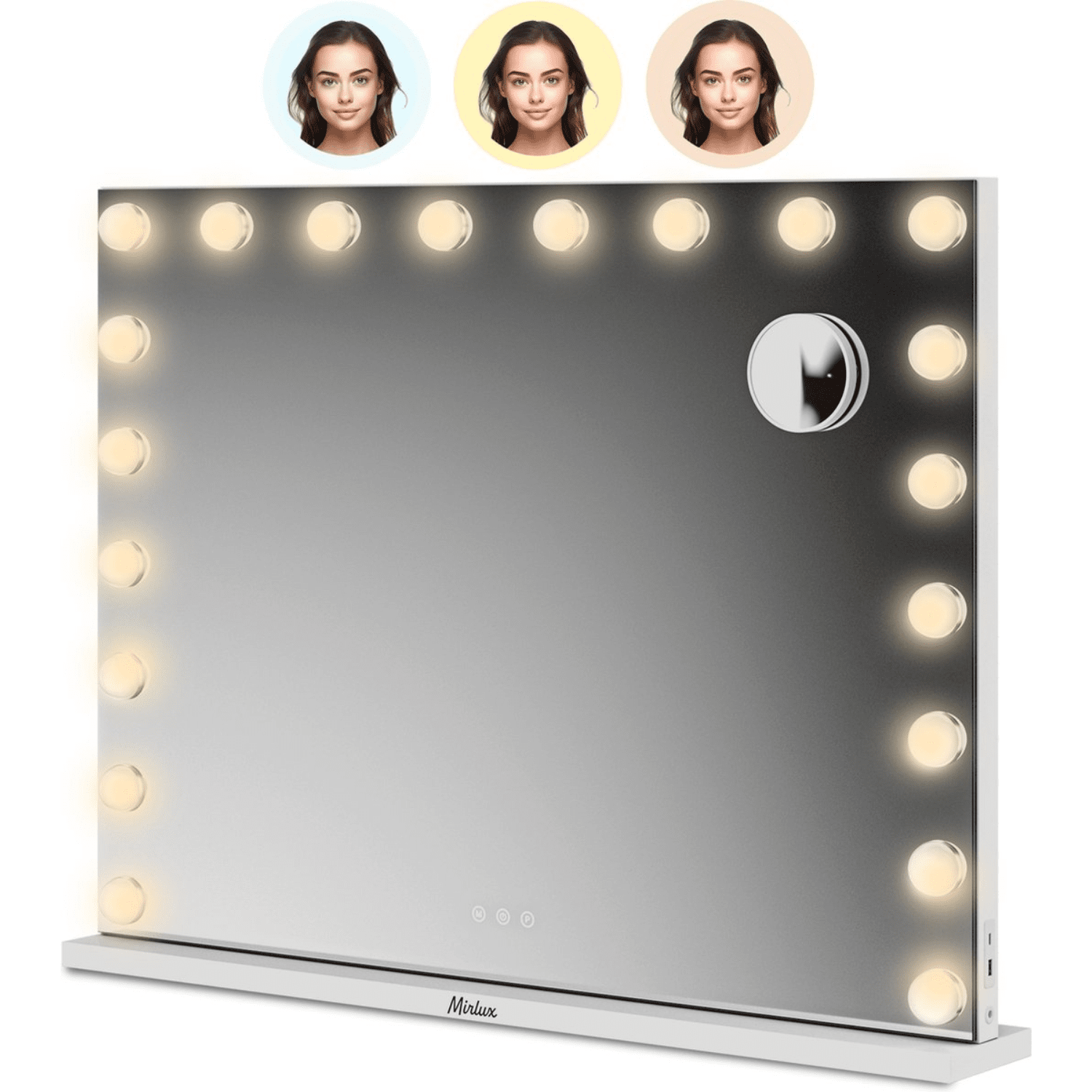 Hollywood Make Up Spiegel LED - Bluetooth Speakers - 10x Zoom - Ophangbaar - Wit - 80x60cm