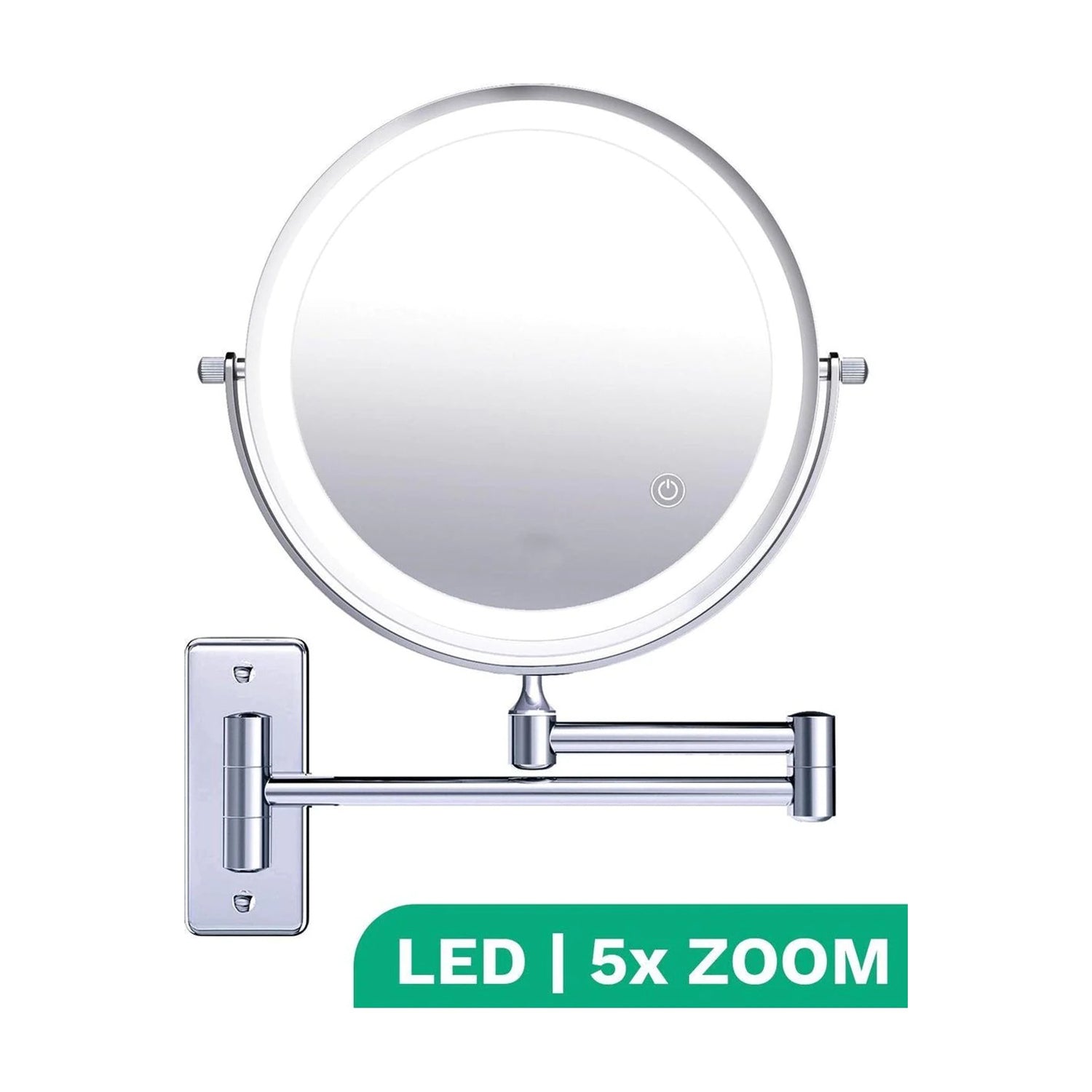 Make-Up Spiegel Wand Led Verlichting - 5x Vergroot - Chroom - Batterijen